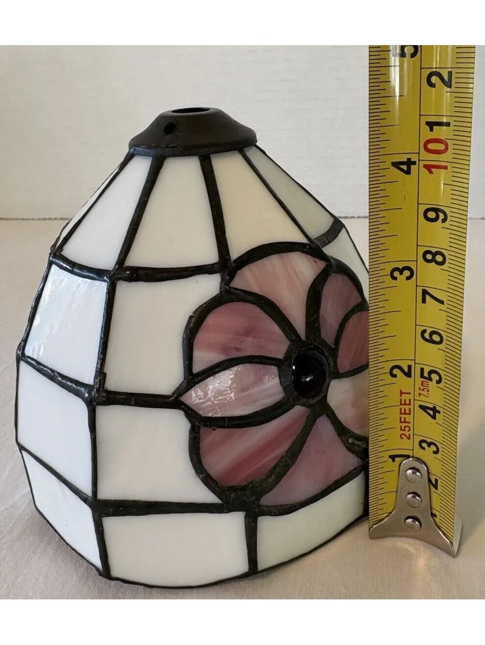 Vintage Tiffany Style Stained Glass Lamp Shade Only, 2 1/4 Fitting Bell Design